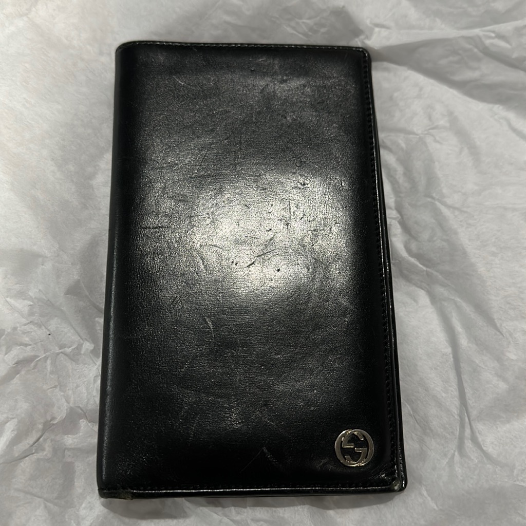 Gucci Black Leather CardPassportLarge Wallet